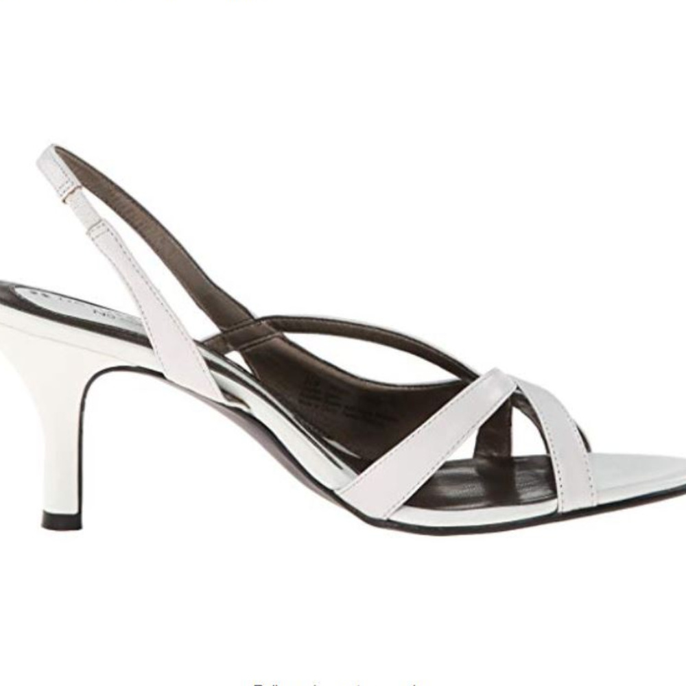 NATURALIZER PRISSY WHITE LEATHER SANDAL HEELS 7 - Picture 4 of 5